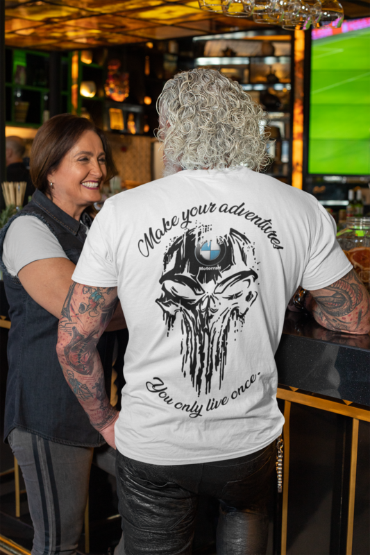 T-shirt skull motorrad Make your Adventures