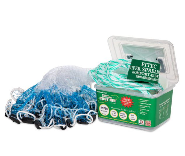 Fitec Super Spreader 4 ft. x 3/8 in. Mesh, Clear Mono Cast Net 3/4 lb. Wts