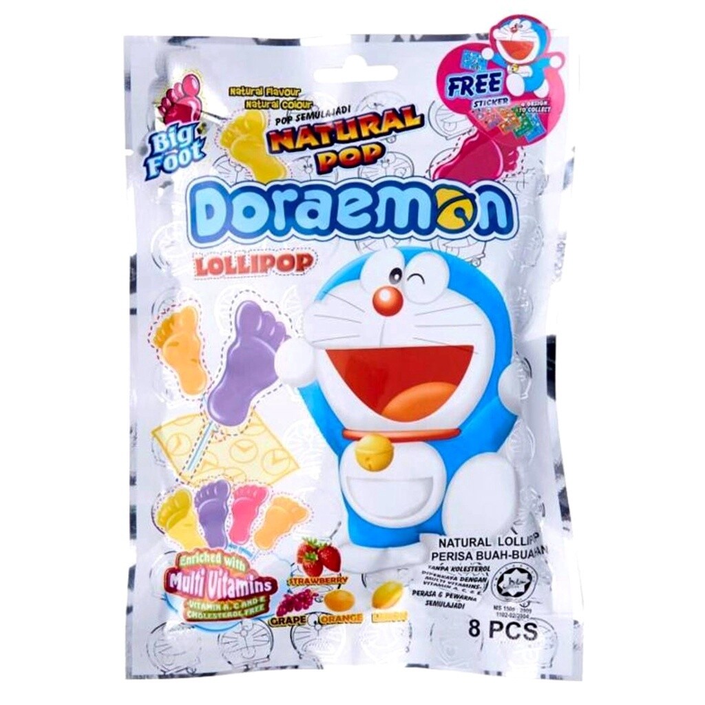 *Big Foot Doraemon Lillipop 8 pcs 多拉A夢彩虹棒棒糖 8支裝