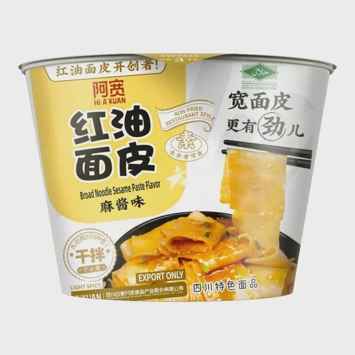 BJ Broad Noodle (Bowl) Sesame Paste 120g 白家阿寬碗裝紅油麵皮麻醬味