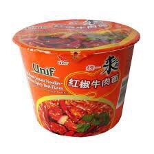 Unif Spicy Beef Flavour Bowl Instant Noodle 110g 統一來一桶紅椒牛肉麵