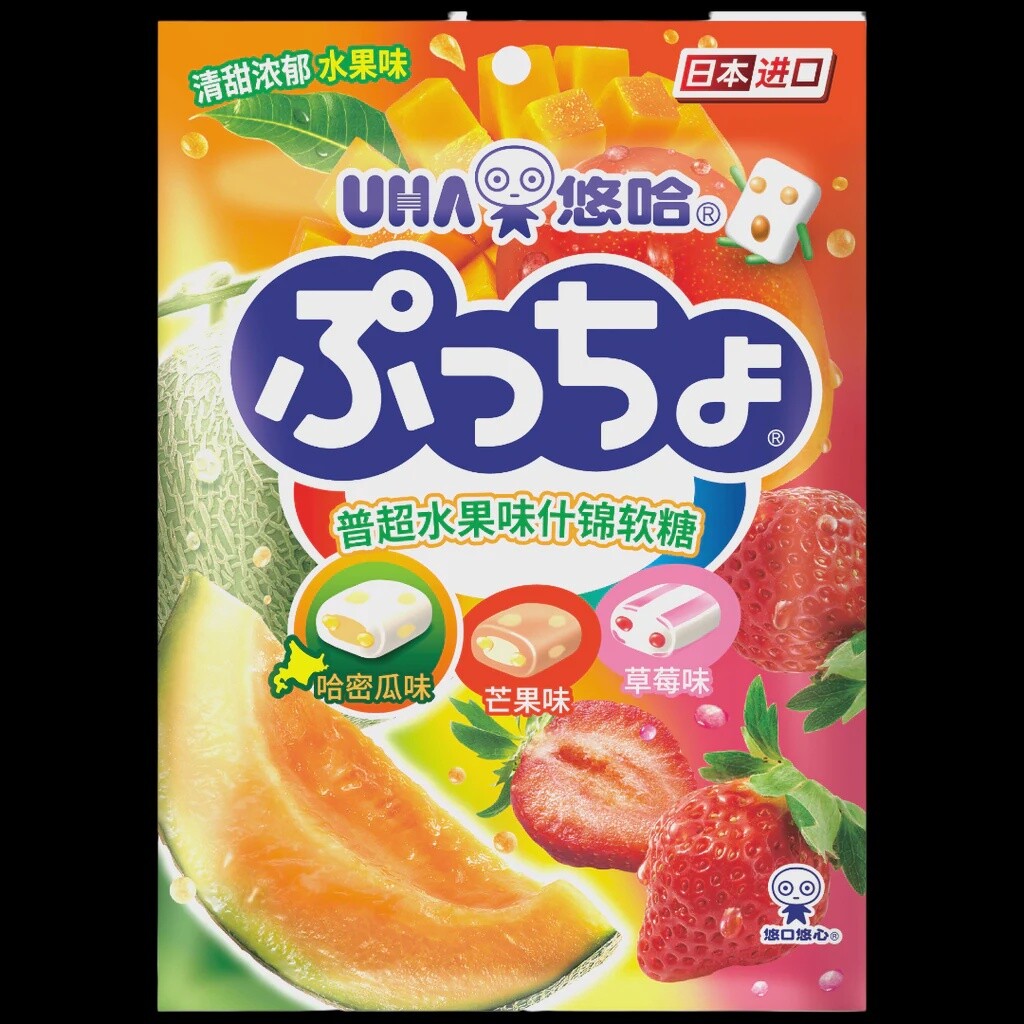 *UHA Puccho Assorted Fruit Soft Candy 90g 悠哈普超袋裝水果味什錦軟糖