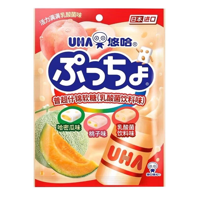 *UHA Puccho Assorted Yogurt Drink Soft Candy 90g 悠哈普超袋裝乳酸菌飲料味什錦軟糖