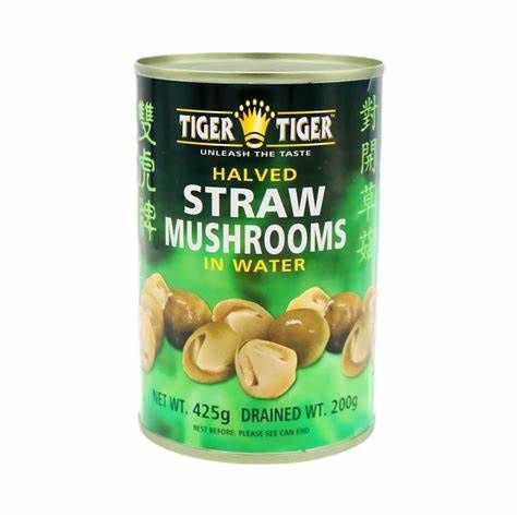 Tiger Tiger Straw Mushrooms Halved 425g 雙虎牌對切草菇