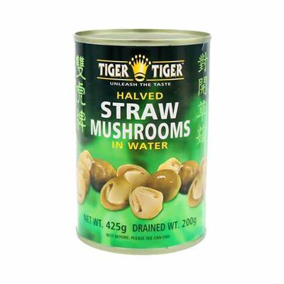 Tiger Tiger Straw Mushrooms Halved 425g 雙虎牌對切草菇
