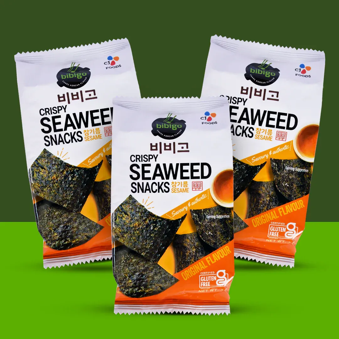 BIBIGO Crispy Seaweed Snacks BBQ 3x5g 燒烤味脆紫菜小吃