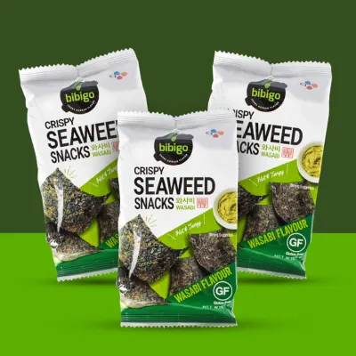 BIBIGO Crispy Seaweed Snacks Wasabi 3x5g 芥末味脆紫菜小吃