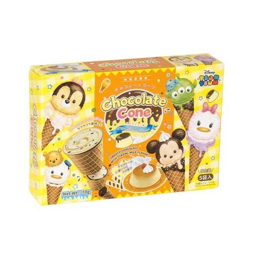 Tsum Tsum Biscuit Cone Milk &amp; Pudding Flavour 70g 爆漿甜筒牛乳布丁味