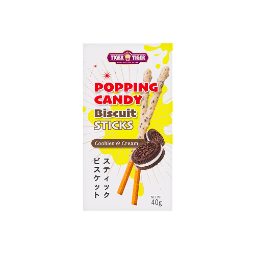Tiger Tiger Popping Candy Biscuit Sticks Cookies &amp; Cream  40g 跳跳糖餅乾棒忌廉曲奇