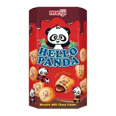 MEIJI Hello Panda - Biscuits with Chocolate Filling 50g  明治熊仔灌心餅朱古力味