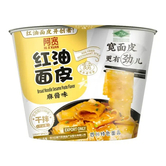 BAI JIA Broad Noodle (Bowl) Sesame Paste 120g 白家阿寬碗裝紅油麵皮麻醬味