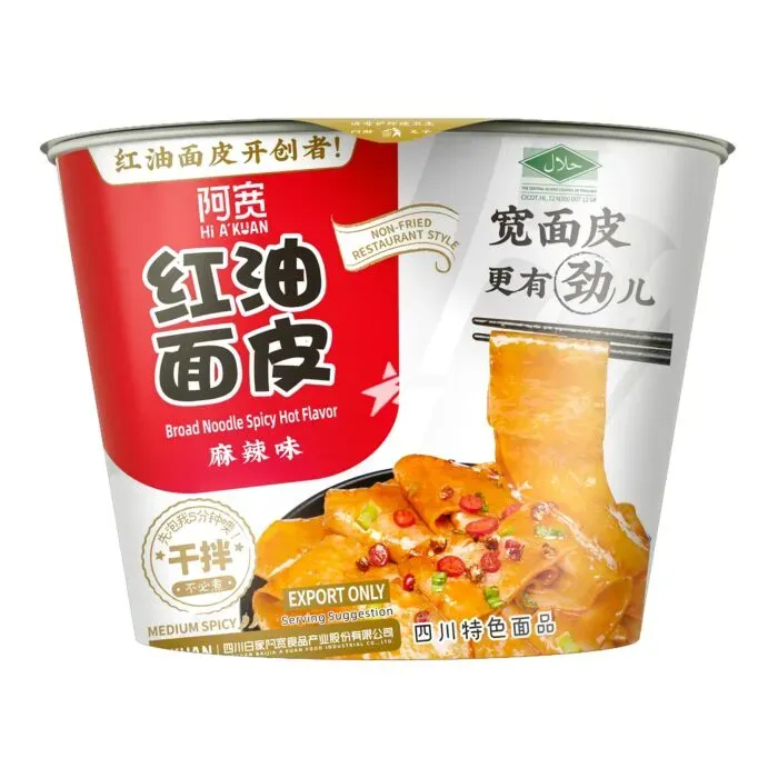 BAI JIA Broad Noodle (Bowl) Spicy 110g 白家阿寬紅油麵皮麻辣味