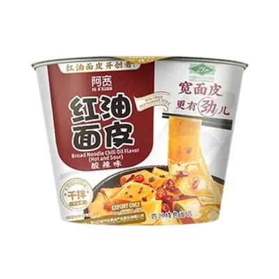 BAI JIA A-Kuang Broad Noodle (Bowl) Sour&amp;Hot 115g 白家阿寬碗裝红油面皮酸辣味