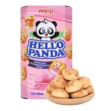 MEIJI Hello Panda - Strawberry Flavour 50g 明治熊貓灌心餅士多啤梨味