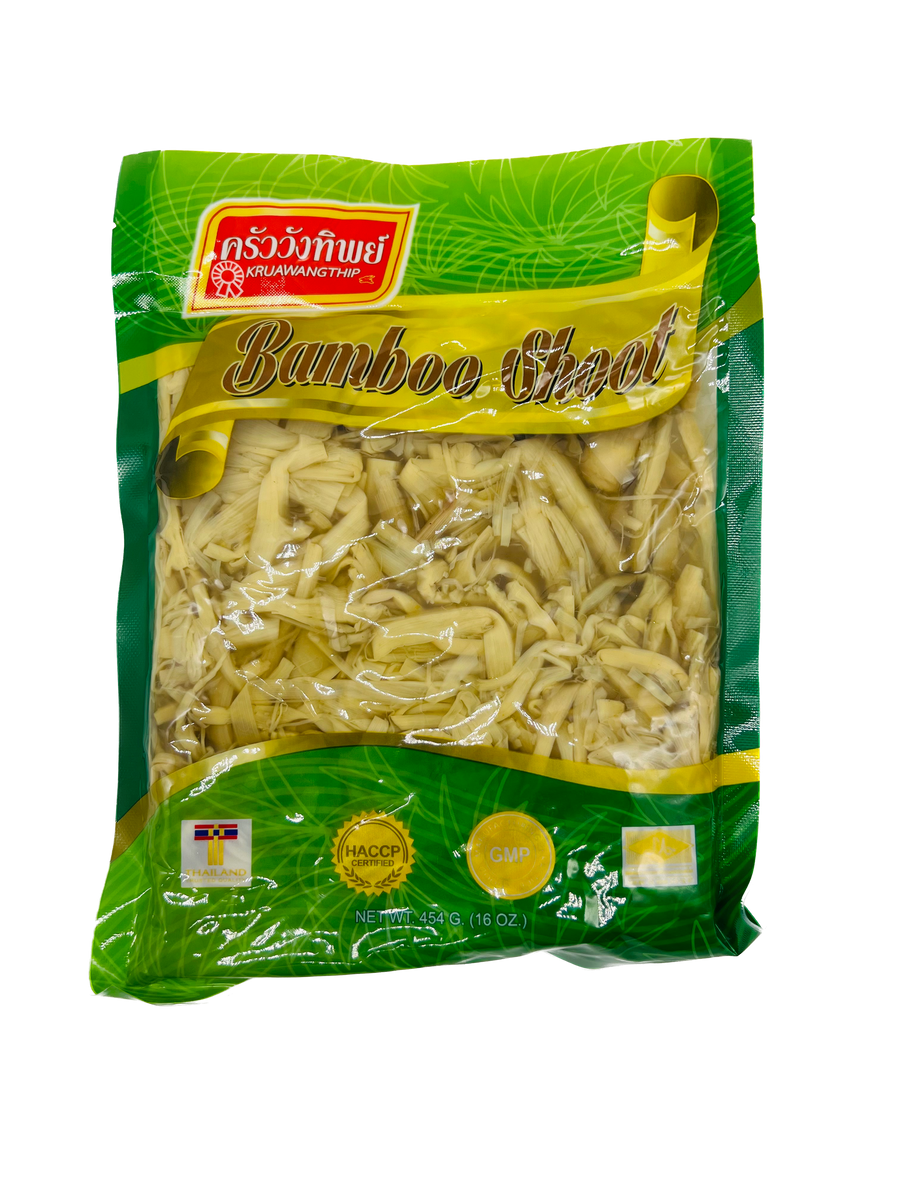 Bysri Bamboo Shoot&amp;Bai Yanang 454g  Kruawangthip 葉竹筍絲