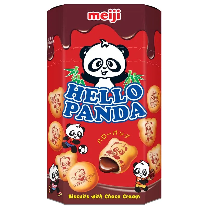 MEIJI Hello Panda - Biscuits with Chocolate Filling 50g  明治熊仔灌心餅朱古力味