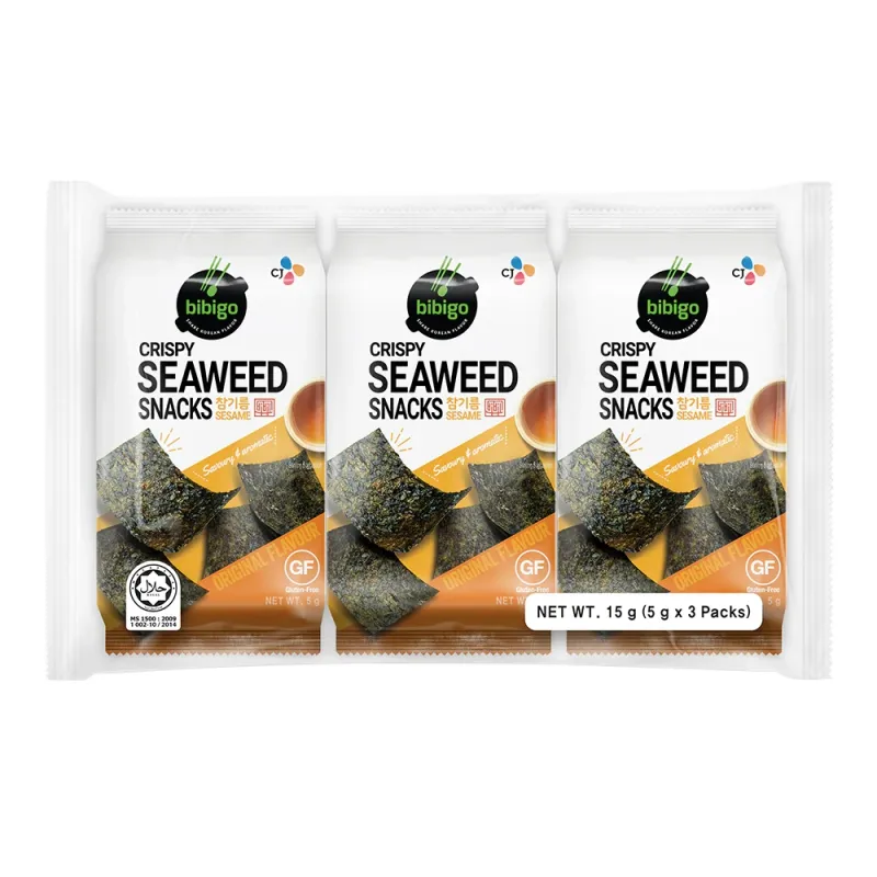 BIBIGO Crispy Seaweed Snacks Sesame 3x5g 脆紫菜小吃