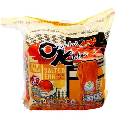 MAMA OK Stir Fry Salted Egg Flavour Instant Noodles 4x85g 媽媽咸蛋黃撈麵 (4 包裝）