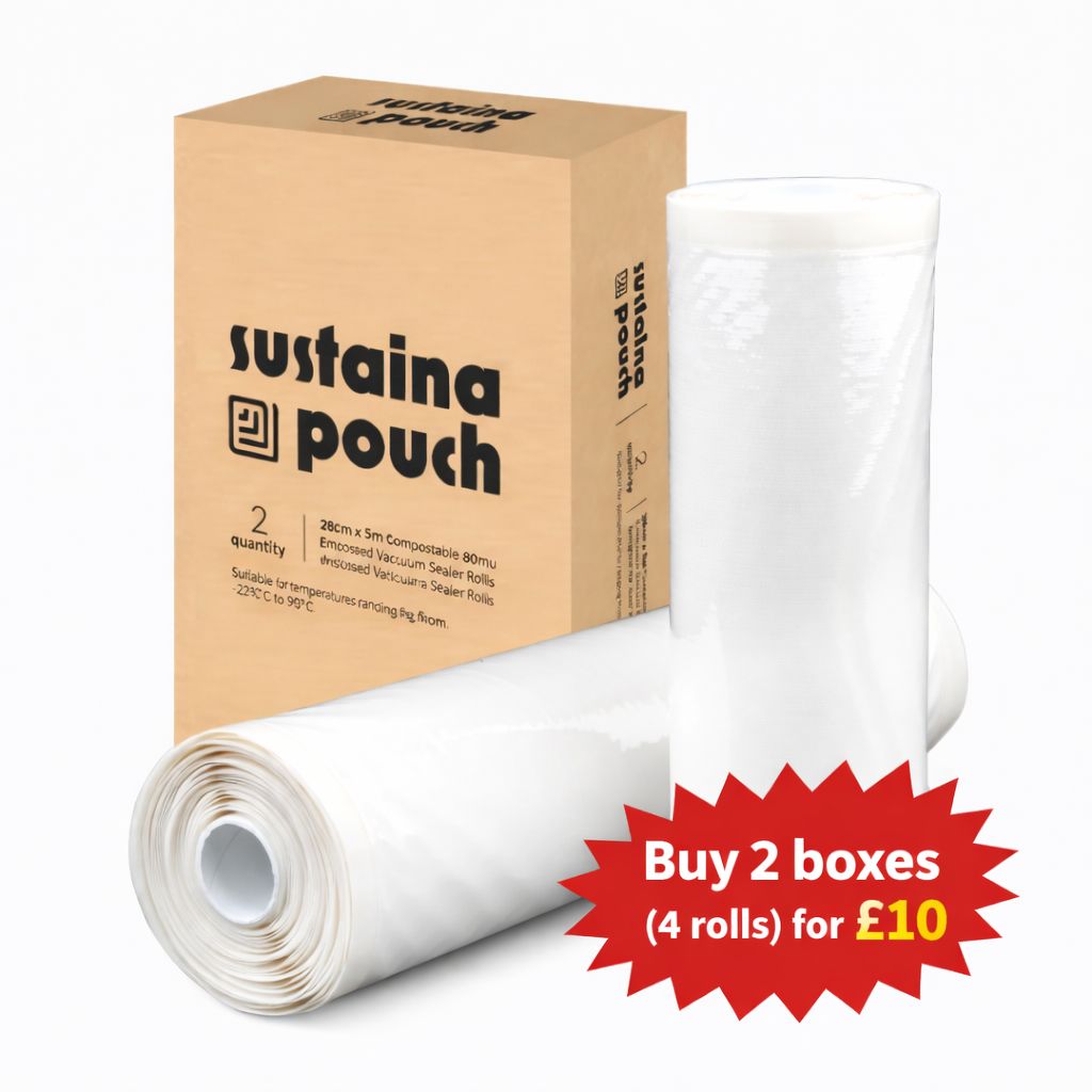 Vacuum Sealer Roll 真空封口機捲袋 - Embossed Compostable 28cm x 5m x2