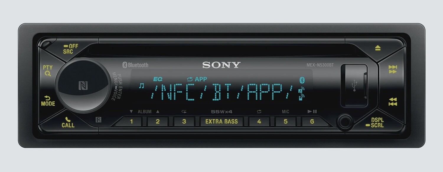 Sony-Variable Color, Dual BT, NFC, Music Center, SXM, USB, 3 PRE 2V, EQ10, ExtraBass, AOA 2.0-MEXN5300BT
