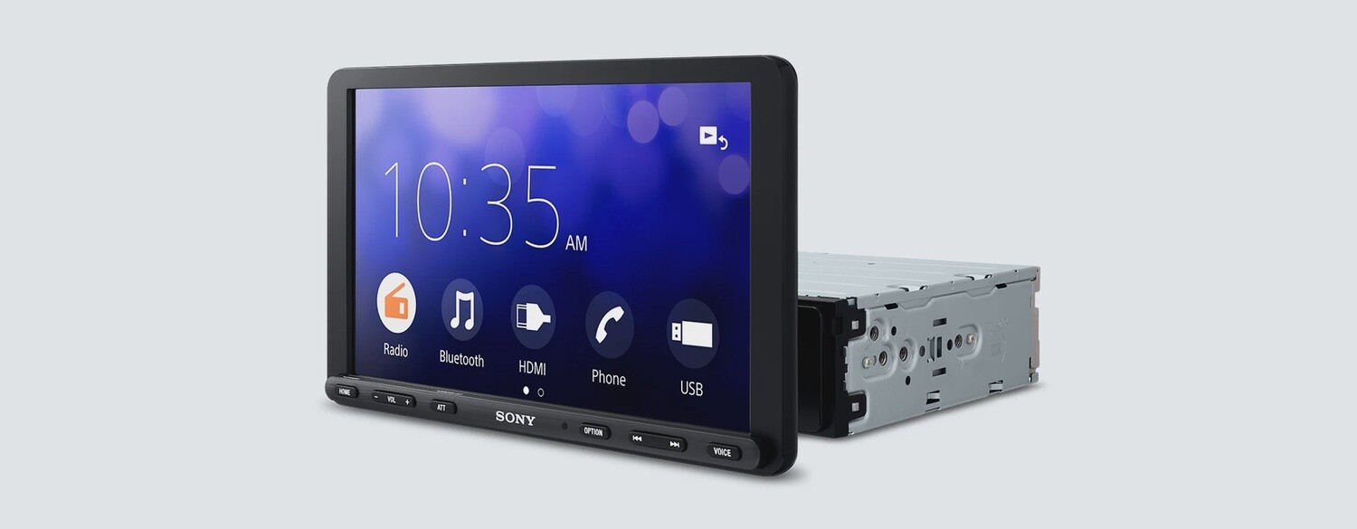 Sony-9" Mechless, White, Android Auto, Apple CarPlay, BT, USB (Rear), 3 PRE 5V, EQ10, ExtraBass, Weblink, HDMI-XAVAX8100