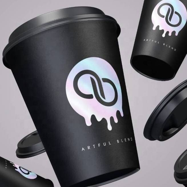 Pappersmuggar med enkelvägg- fullt tryck