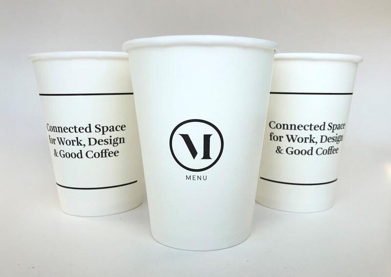 Pappersmuggar med enkelvägg- logo tryck