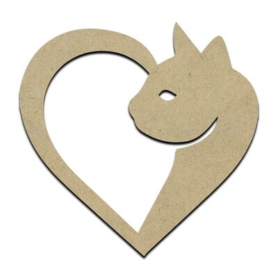 Cat Heart Wood Cut Shape