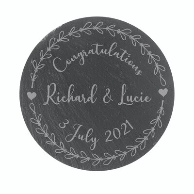 Personalised Slate Coaster-Wedding gift-Save the Date