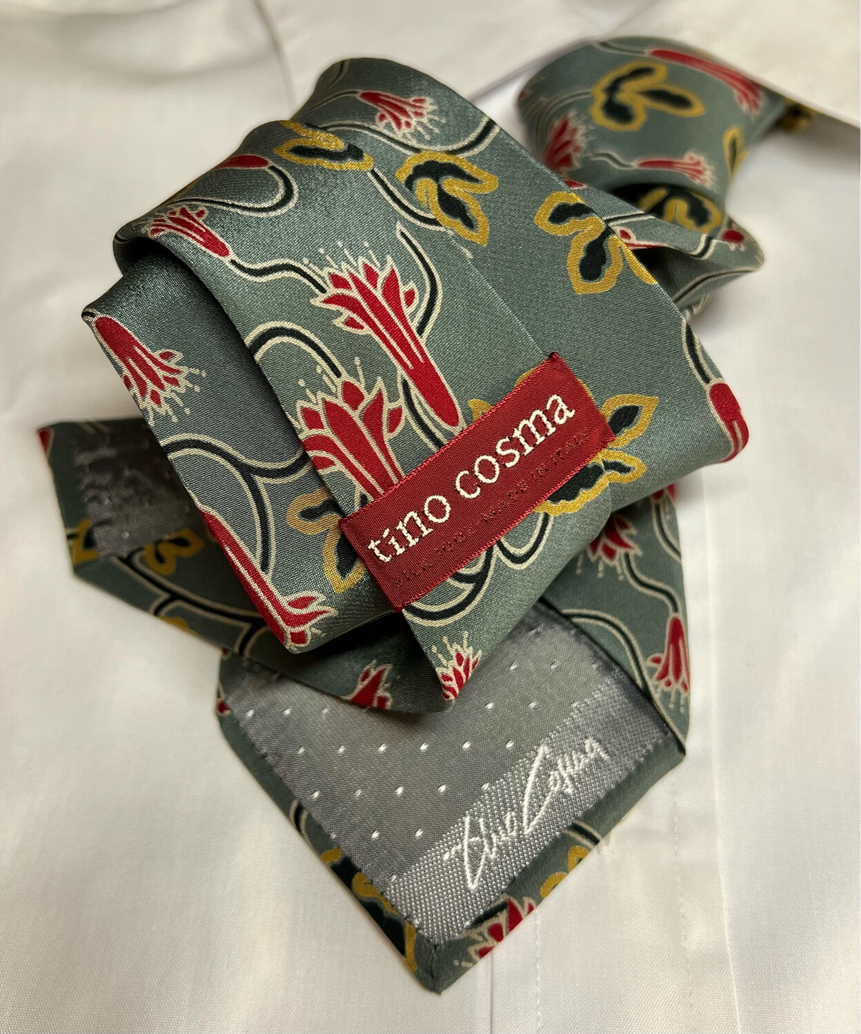 Cravatta Tino Cosma seta 100% crepè fiori silk necktie
