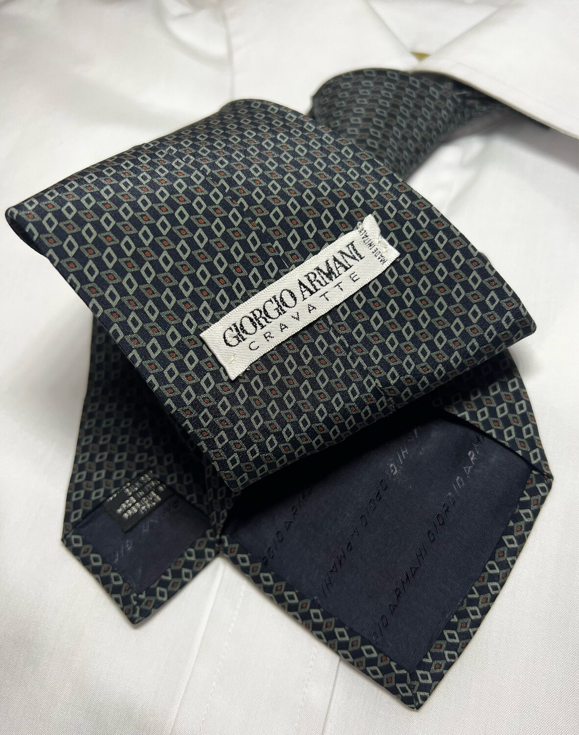 Cravatta Giorgio Armani seta 100% microfantasia 9,5 cm silk necktie