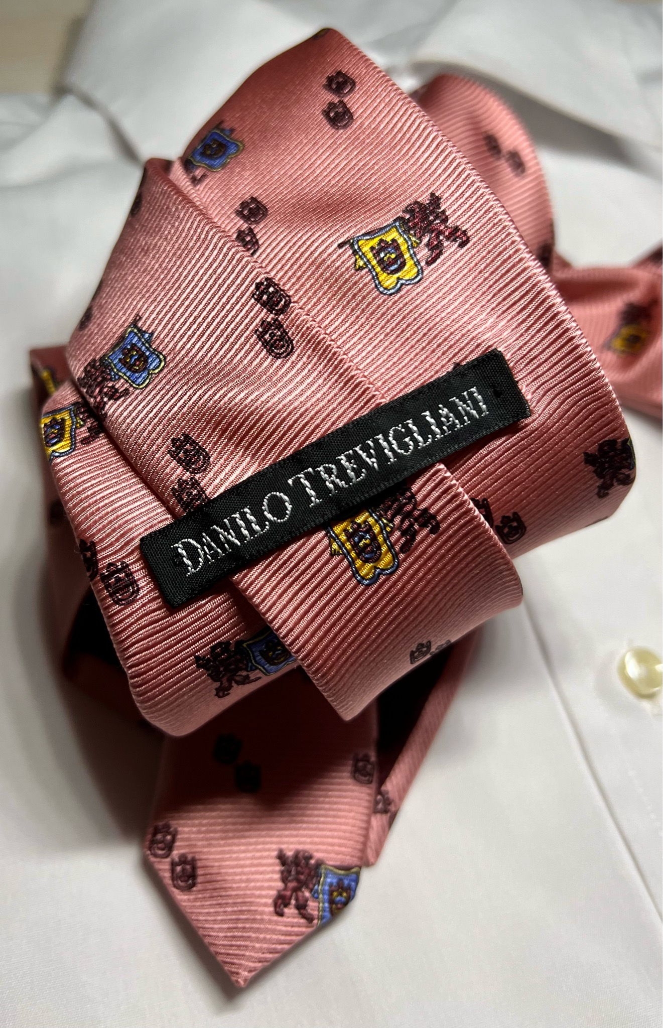 Cravatta seta 100% rosa microfantasia 10 cm silk necktie