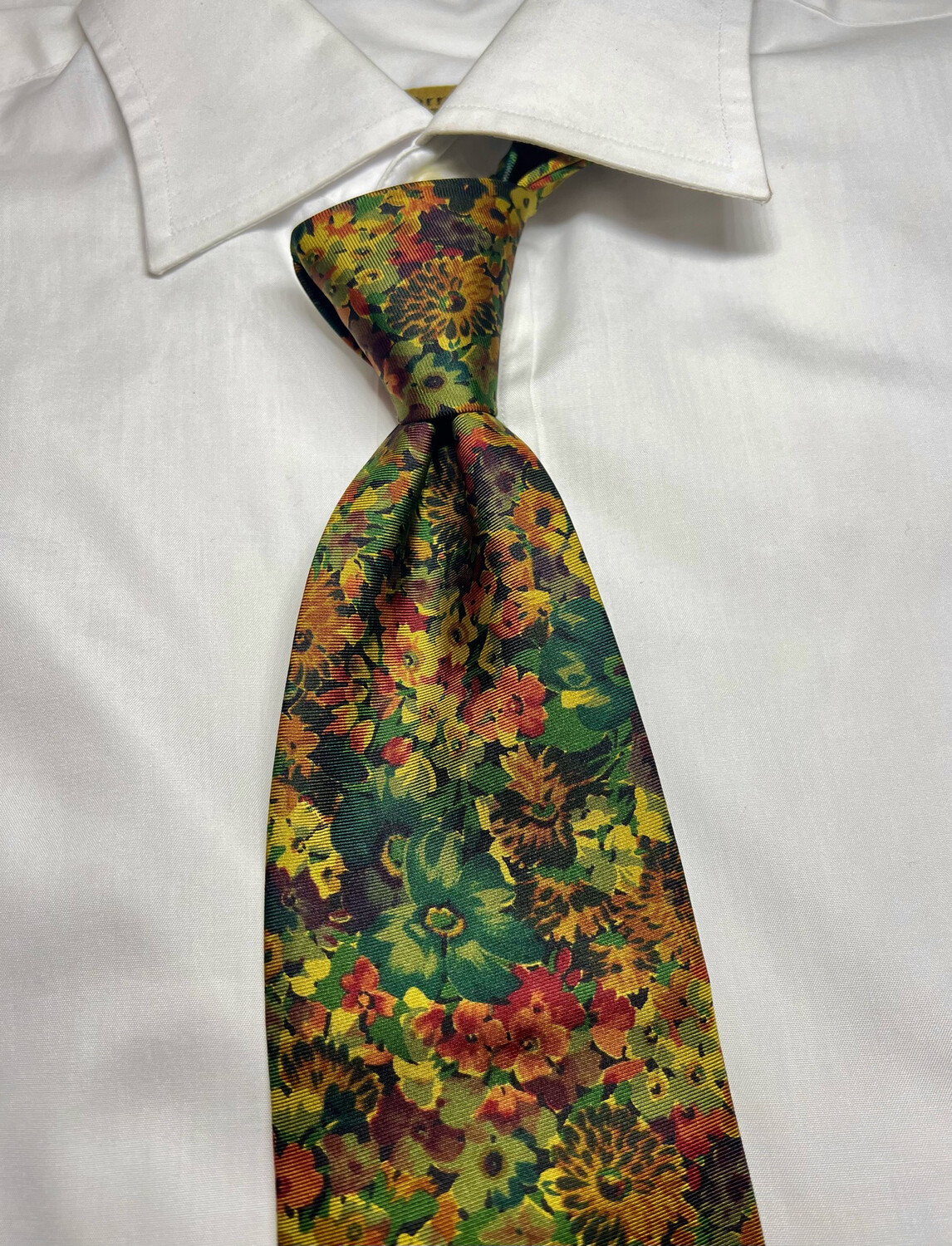 Cravatta seta 100% fantasia fiori multicolore Made in italy 10 cm silk  necktie corbata