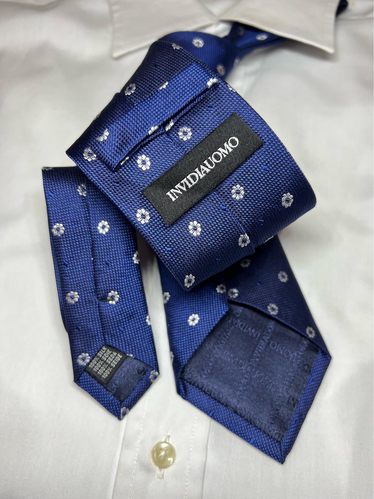 Cravatta seta 100% microfantasia fiori 7 cm silk necktie corbata