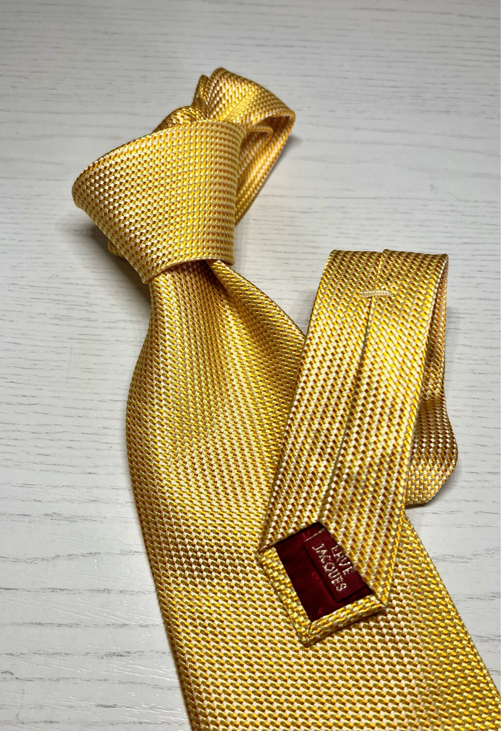 Cravatta ERVE JACQUES seta uomo 10 cm nuova microfantasia arancio giallo e  bianco cerimonia silk tie man matrimonio corbata sposo