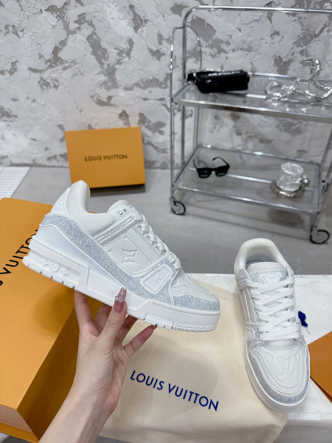 Louis Vuitton Trainer White Custom