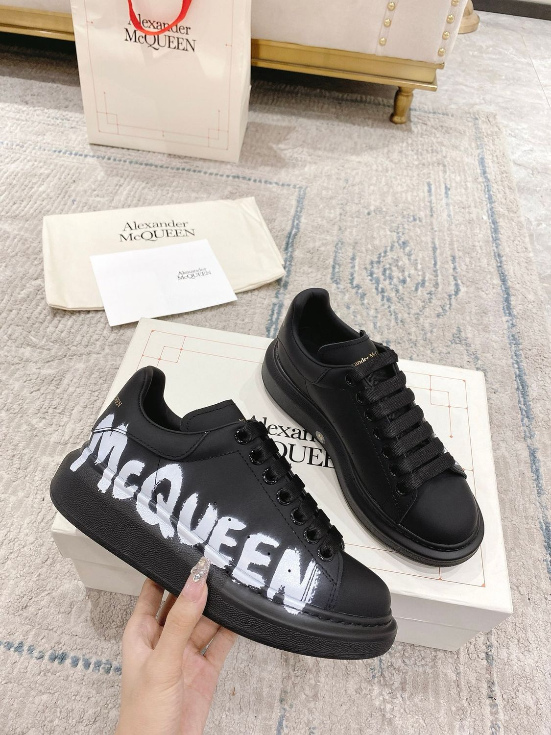 Alexndr McQueen Oversized Black Graffiti