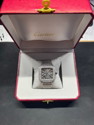 Moissanite C Skeleton Watch All White SKU 104