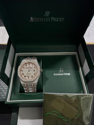 Moissanite A Watch Two Tone Rose Gold Arabic Dial Big Stones SKU 002