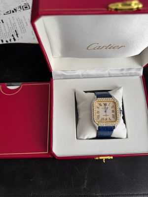 Moissanite C Watch Two Tone Gold Blue Band SKU 103