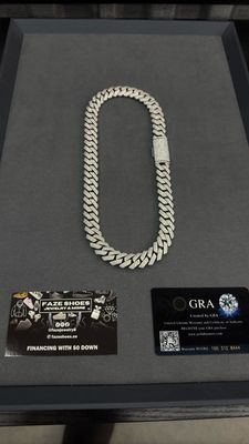 Moissanite Cuban Chain Honeycomb Setting 15MM Three Row