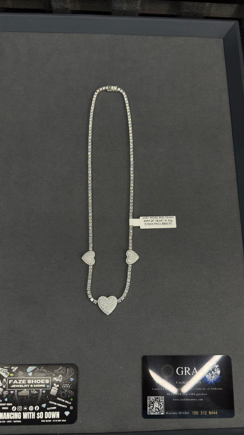 Moissanite Heart Tennis Chain