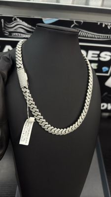 Moissanite Cuban Chain 12MM Prong Setting