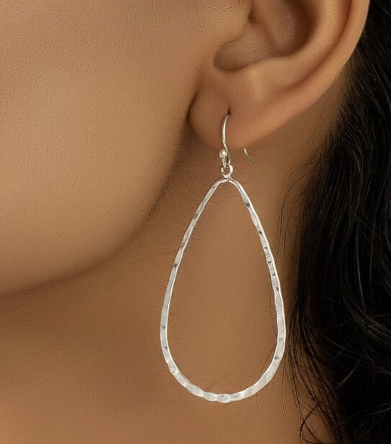 Hollow Teardrop Earrings - Gold Or Silver