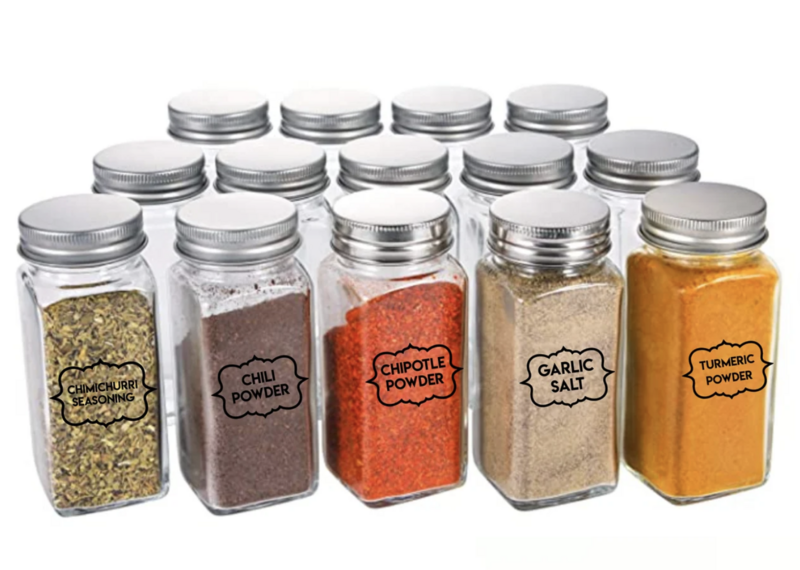 Set Of 12 Permanent Vinyl Spice Jar Labels - Your Choice