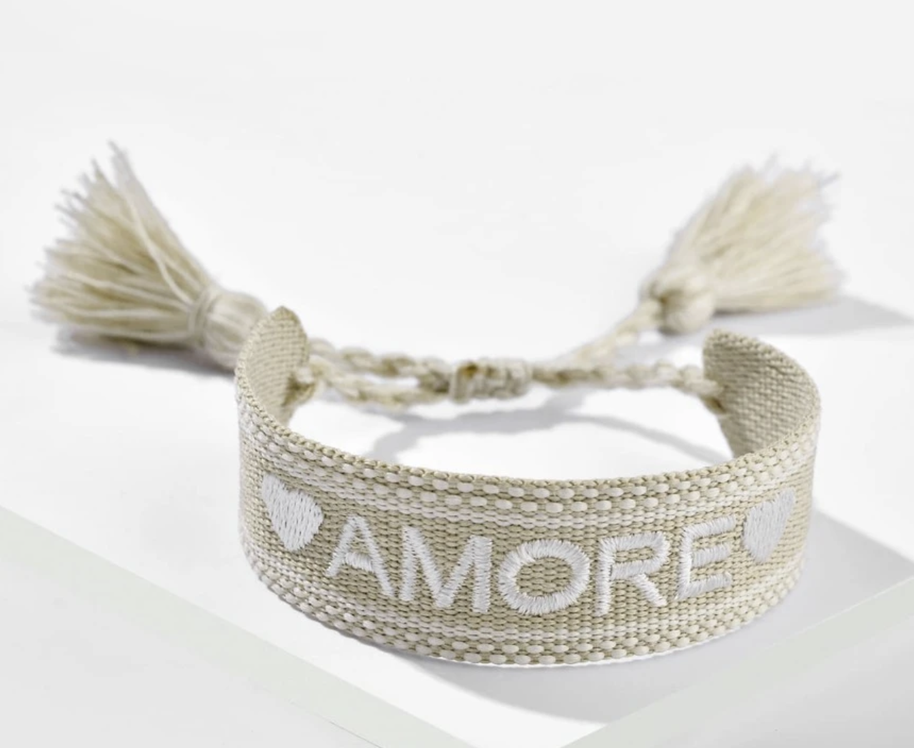 Tan Woven Amore Adjustable Bracelet