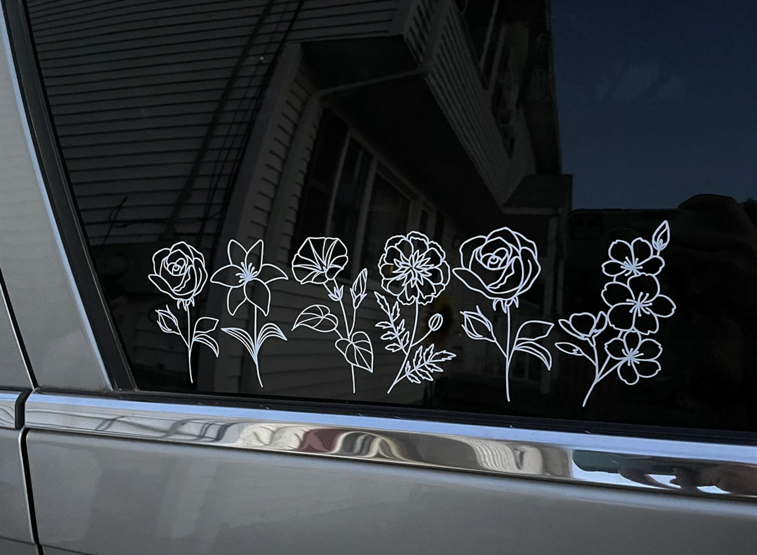 Birth Month Flower &amp; Name Car Decals