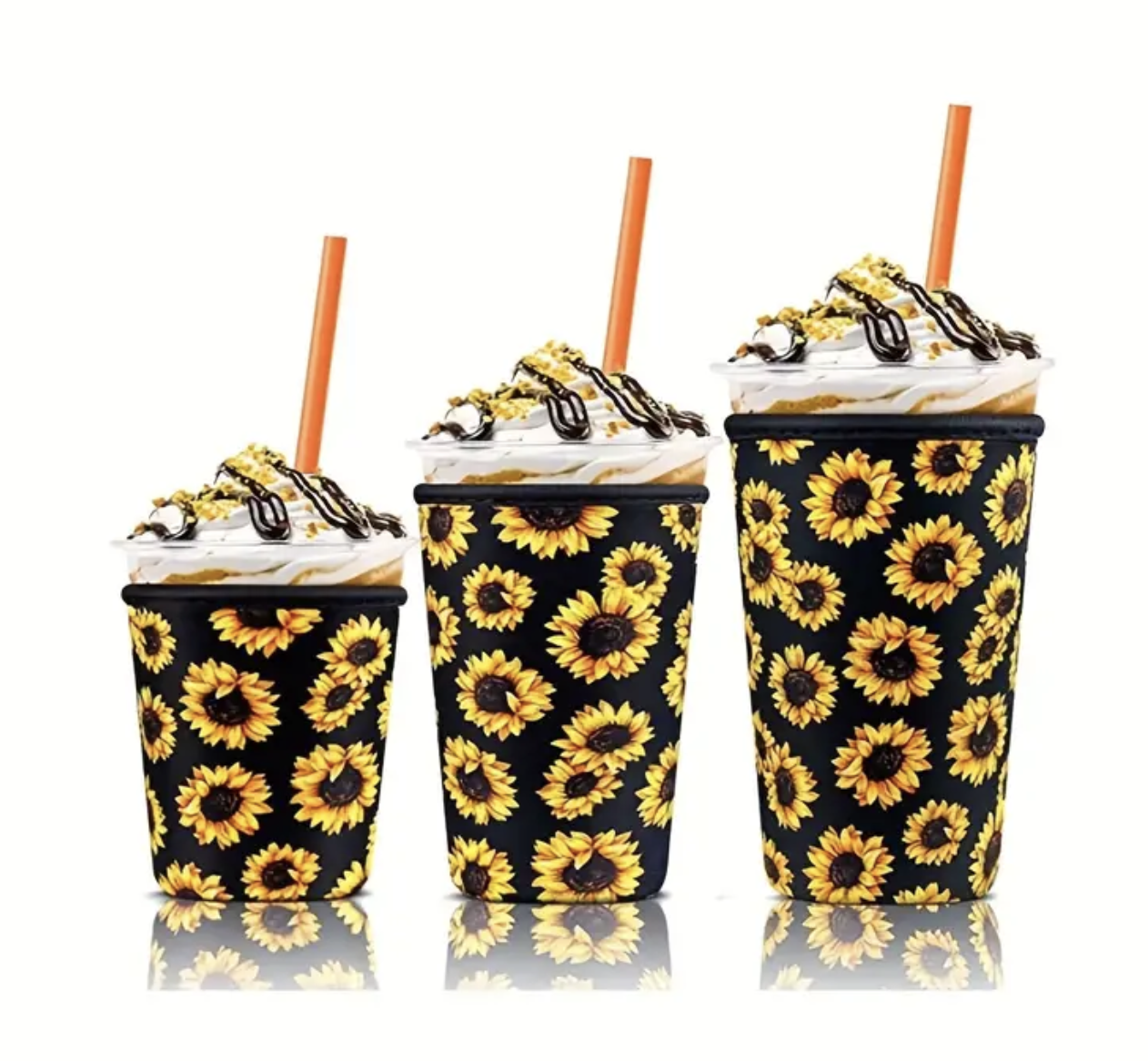 Sunflower Reusable Iced Coffee Sleeve, Size: Small