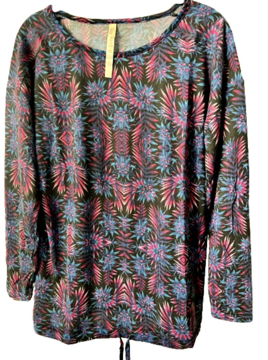 Long Sleeve Sunburst Pattern Tunic Top Small &amp; Large