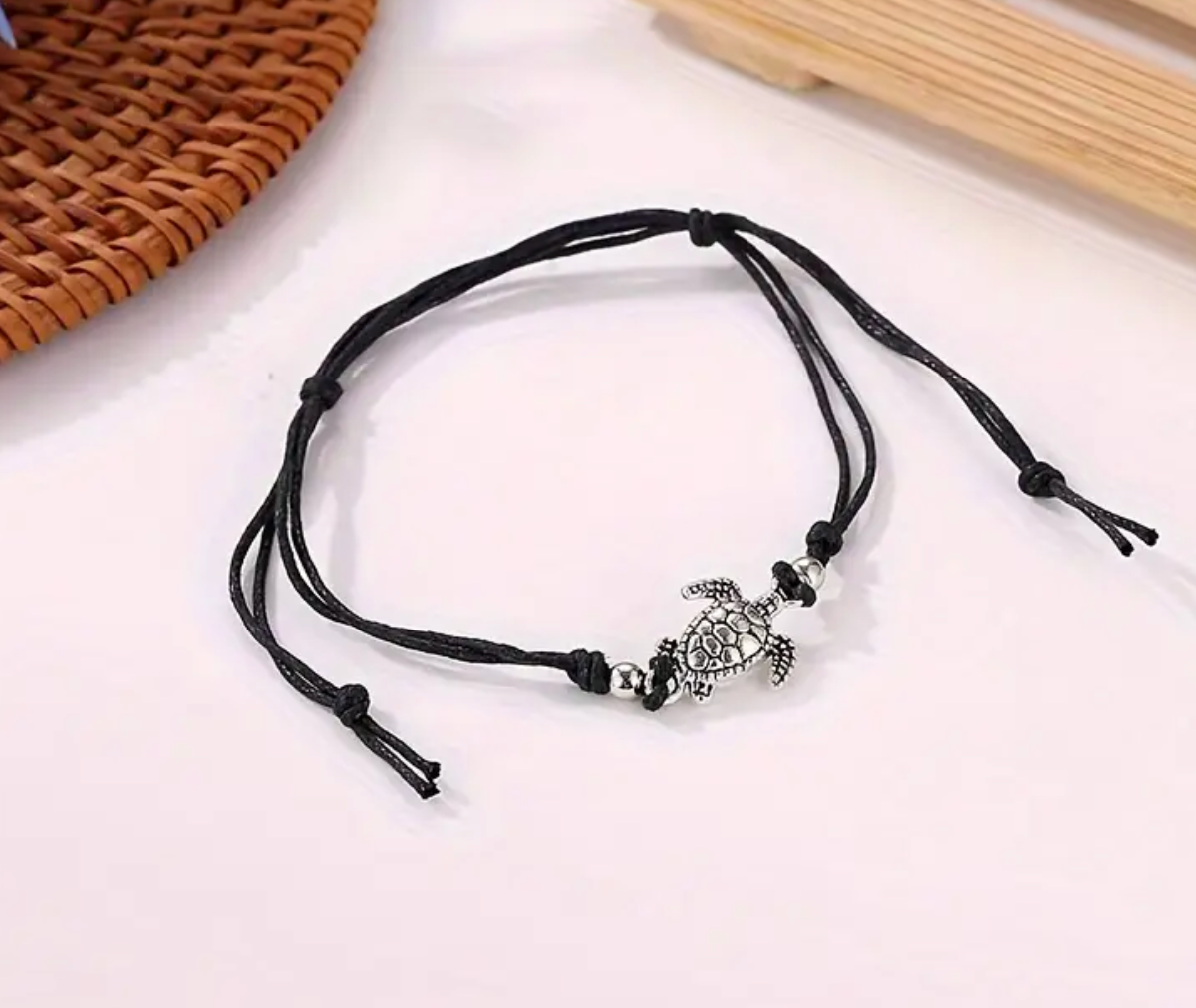 Sea Turtle Adjustable Anklet - Choose Color, Color: Black